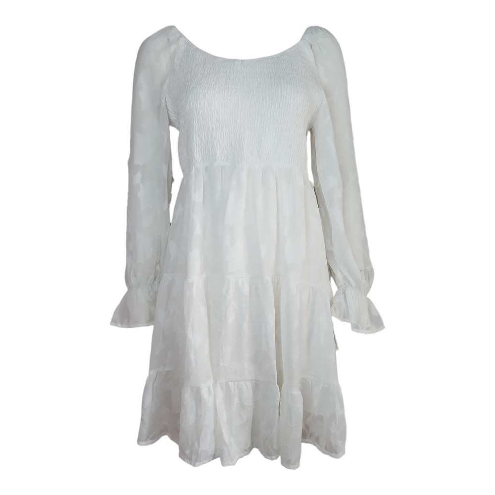 Unbranded Dress Womens XL White Embroidered‎ Smocked Lace Boho Ethereal Angel